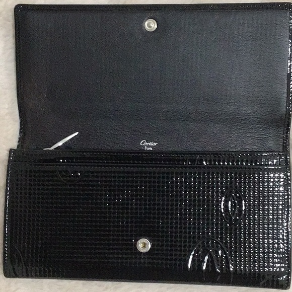 CARTIER Happy Birthday Patent Leather Embossed Black Long Wallet Women’s EUC - Picture 9 of 14